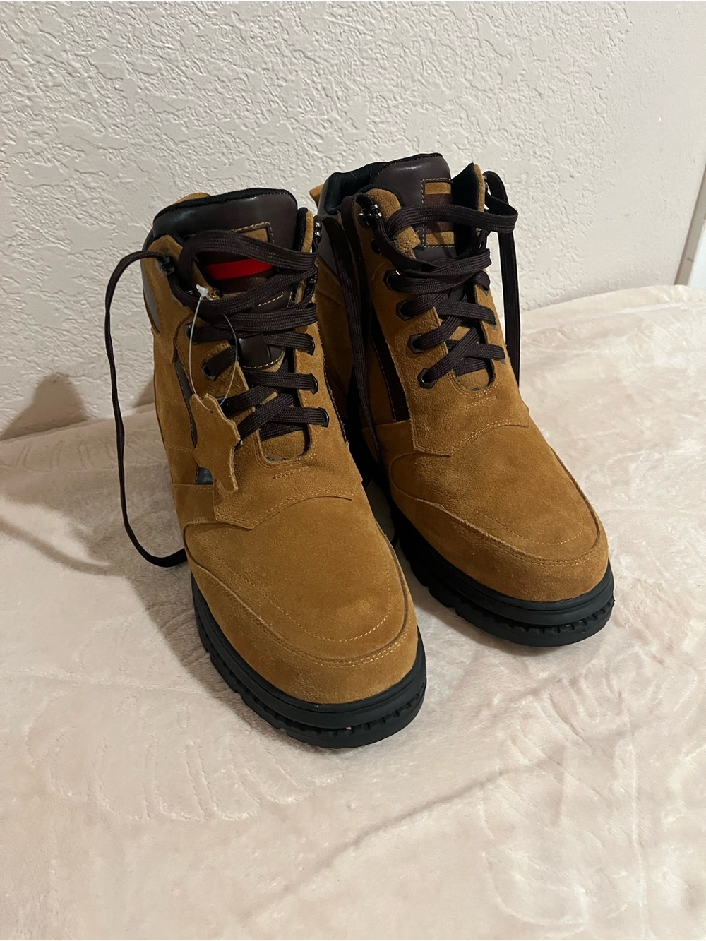 Men's Calden Tan Suede Lace-Up Heightening Work Boots